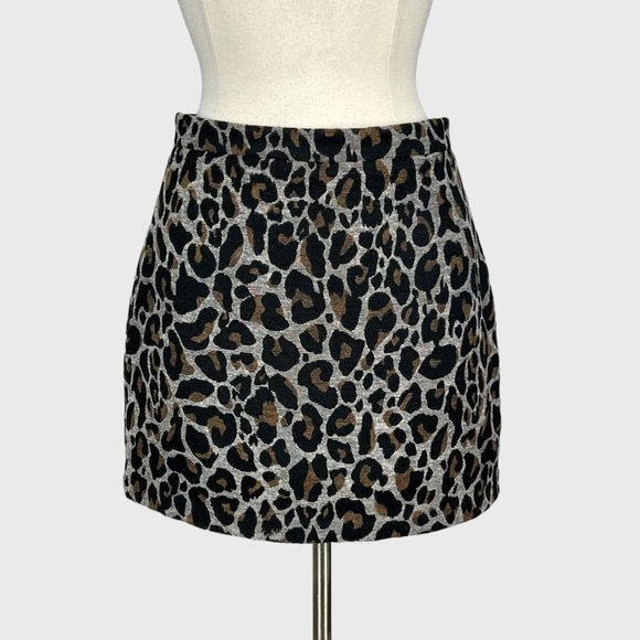 Lovers and Friends Sumatra Skirt Ocelot Animal Print Brown Black Mini size Large - Picture 5 of 13